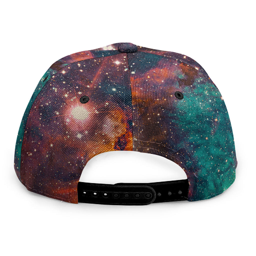 Teal Orange Universe Galaxy Space Print Snapback Cap
