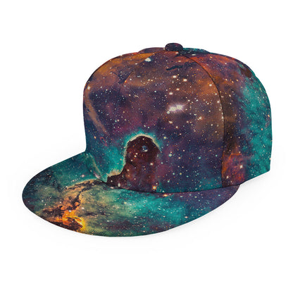 Teal Orange Universe Galaxy Space Print Snapback Cap