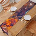 Teal Orange Universe Galaxy Space Print Table Runner
