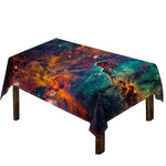 Teal Orange Universe Galaxy Space Print Tablecloth