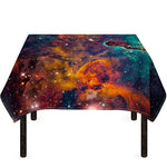 Teal Orange Universe Galaxy Space Print Tablecloth