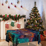 Teal Orange Universe Galaxy Space Print Tablecloth