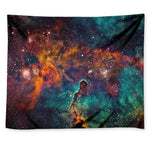 Teal Orange Universe Galaxy Space Print Tapestry