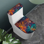 Teal Orange Universe Galaxy Space Print Toilet Lid And Tank Cover Set