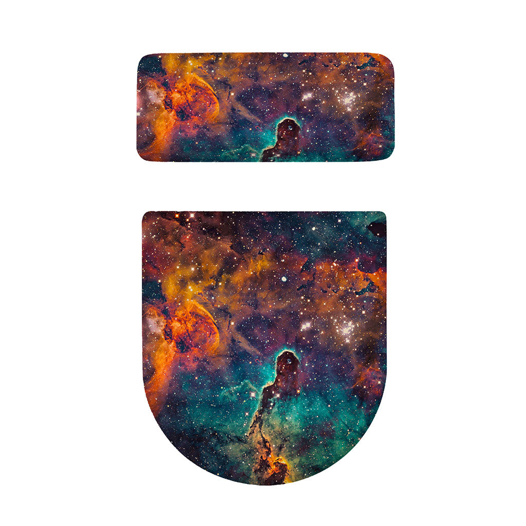 Teal Orange Universe Galaxy Space Print Toilet Lid And Tank Cover Set