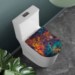 Teal Orange Universe Galaxy Space Print Toilet Lid Cover