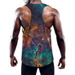 Teal Orange Universe Galaxy Space Print Training Tank Top