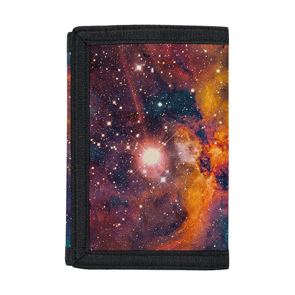 Teal Orange Universe Galaxy Space Print Trifold Wallet