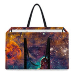 Teal Orange Universe Galaxy Space Print Utility Tote Bag