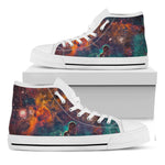 Teal Orange Universe Galaxy Space Print White High Top Sneakers