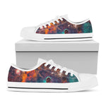 Teal Orange Universe Galaxy Space Print White Low Top Sneakers