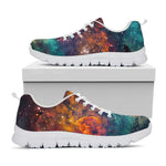 Teal Orange Universe Galaxy Space Print White Running Shoes