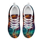 Teal Orange Universe Galaxy Space Print White Running Shoes