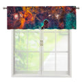 Teal Orange Universe Galaxy Space Print Window Valance
