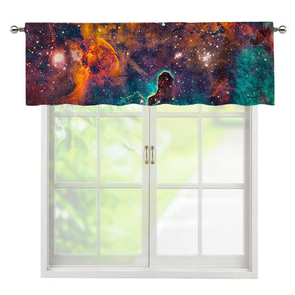 Teal Orange Universe Galaxy Space Print Window Valance