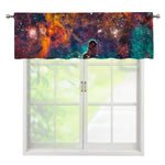 Teal Orange Universe Galaxy Space Print Window Valance