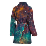 Teal Orange Universe Galaxy Space Print Women's Bathrobe