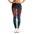 Teal Orange Universe Galaxy Space Print Women's Leggings