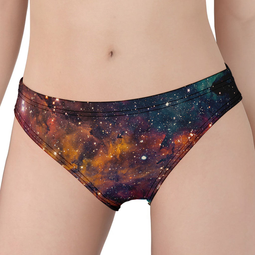 Teal Orange Universe Galaxy Space Print Women's Panties