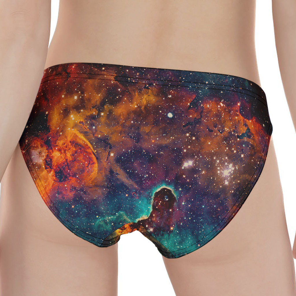 Teal Orange Universe Galaxy Space Print Women's Panties