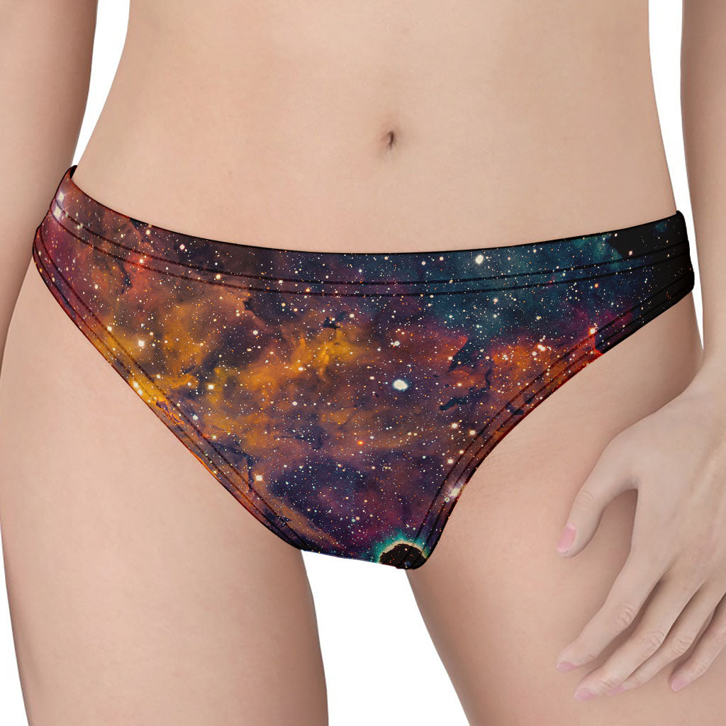 Teal Orange Universe Galaxy Space Print Women's Thong