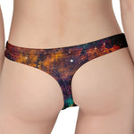 Teal Orange Universe Galaxy Space Print Women's Thong