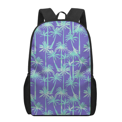 Teal Palm Tree Pattern Print 17 Inch Backpack