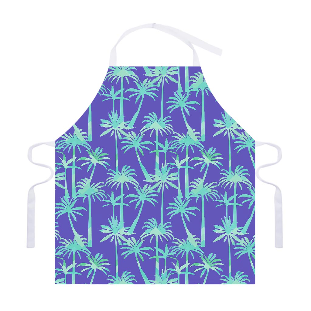 Teal Palm Tree Pattern Print Adjustable Apron