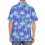 Teal Palm Tree Pattern Print Aloha Shirt