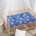 Teal Palm Tree Pattern Print Baby Crib Sheet