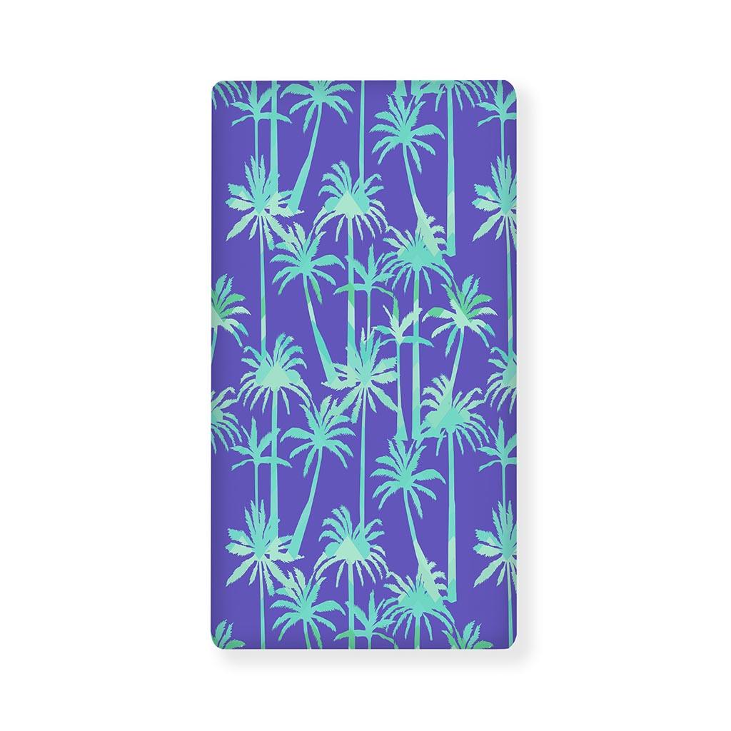 Teal Palm Tree Pattern Print Baby Crib Sheet