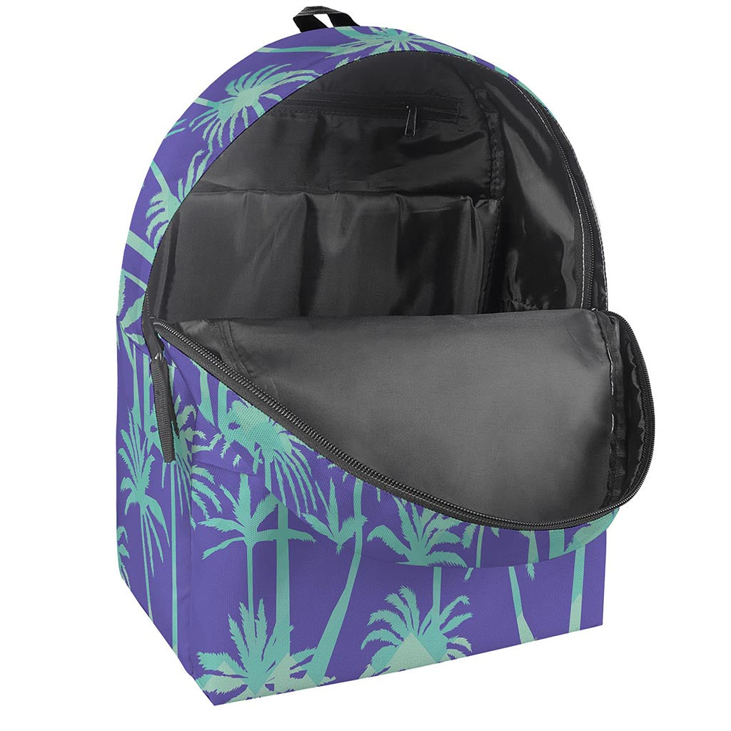 Teal Palm Tree Pattern Print Backpack