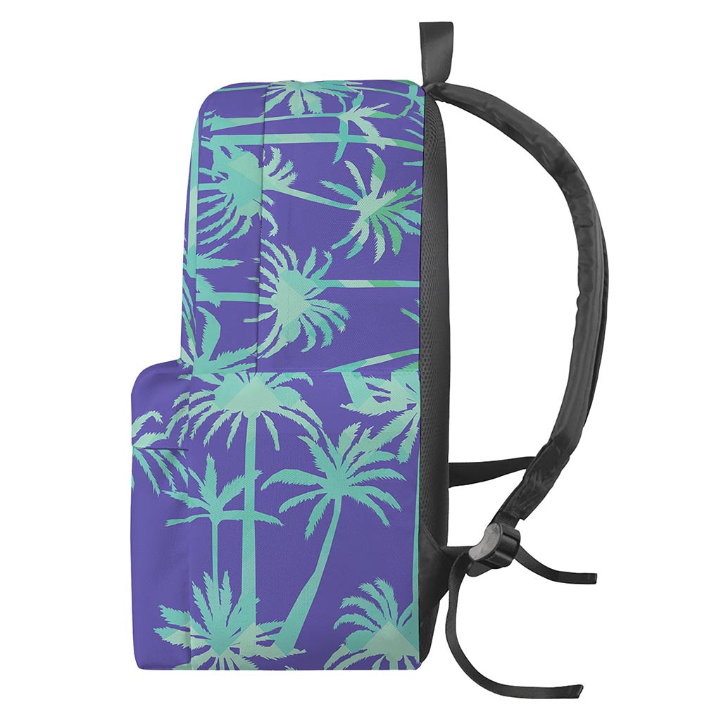 Teal Palm Tree Pattern Print Backpack