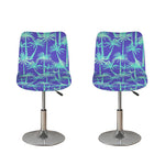 Teal Palm Tree Pattern Print Bar Stool Covers