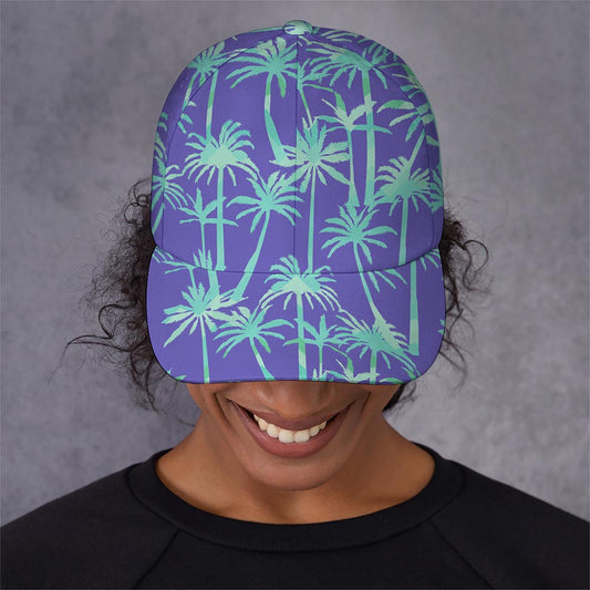 Teal Palm Tree Pattern Print Baseball Cap