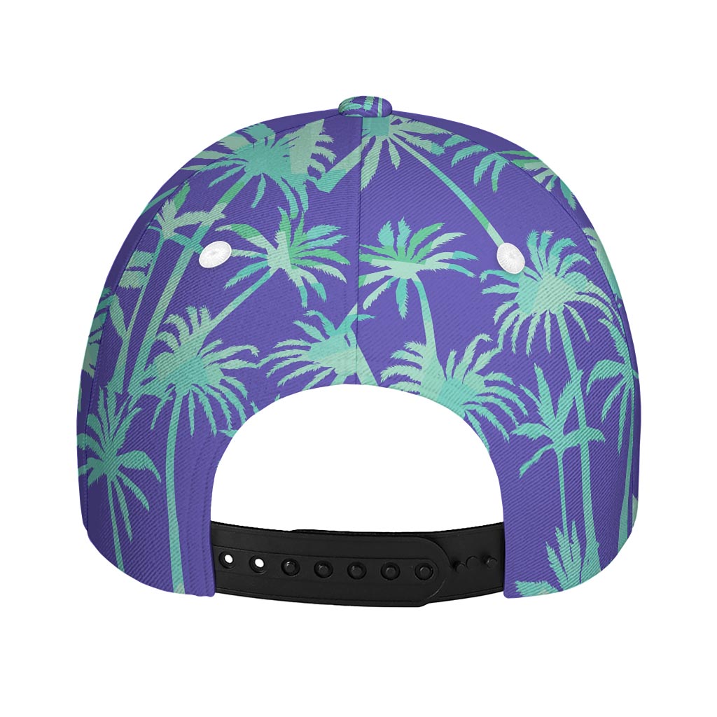 Teal Palm Tree Pattern Print Baseball Cap