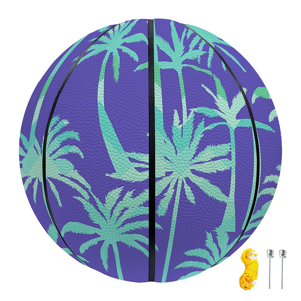 Teal Palm Tree Pattern Print Basketball