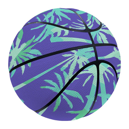 Teal Palm Tree Pattern Print Basketball