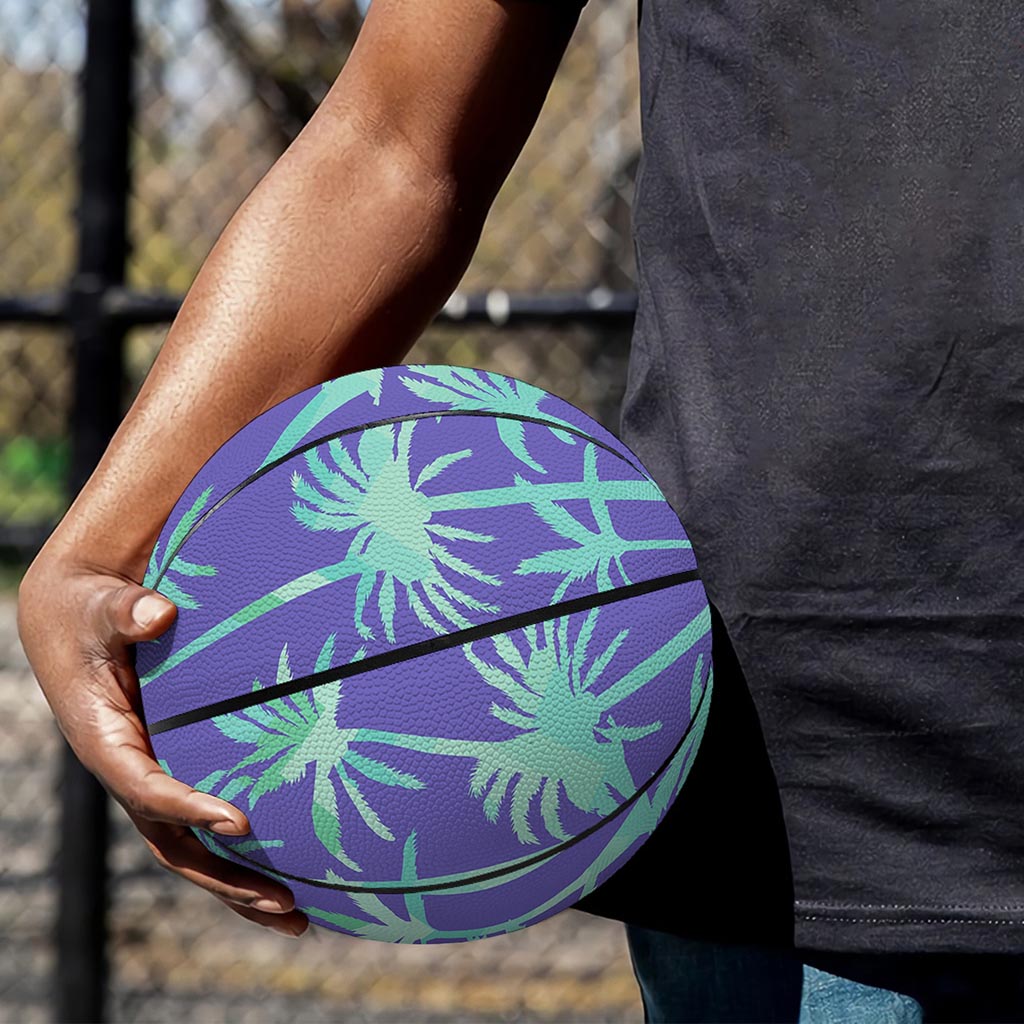 Teal Palm Tree Pattern Print Basketball