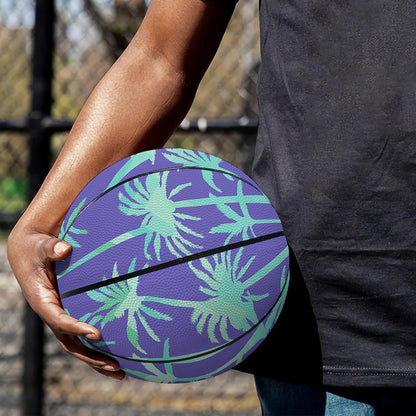 Teal Palm Tree Pattern Print Basketball