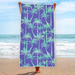 Teal Palm Tree Pattern Print Beach Towel