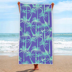 Teal Palm Tree Pattern Print Beach Towel