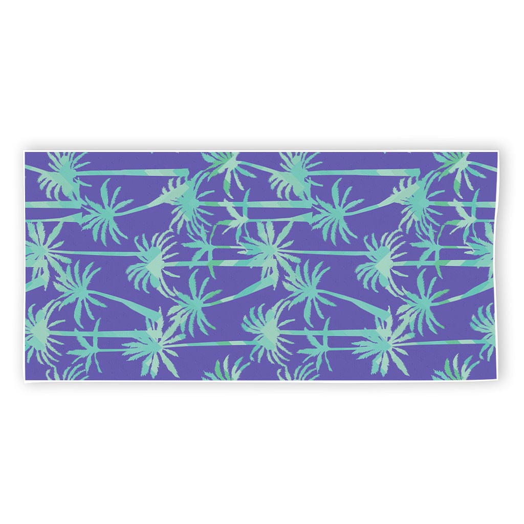 Teal Palm Tree Pattern Print Beach Towel