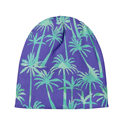 Teal Palm Tree Pattern Print Beanie