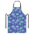 Teal Palm Tree Pattern Print Bib Apron With Pocket