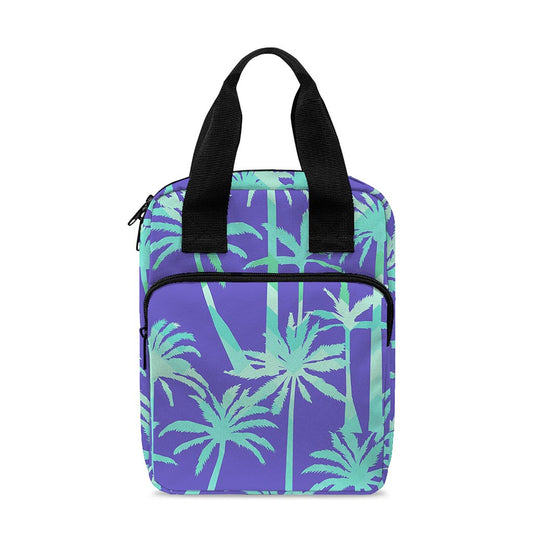 Teal Palm Tree Pattern Print Bible Tote Bag