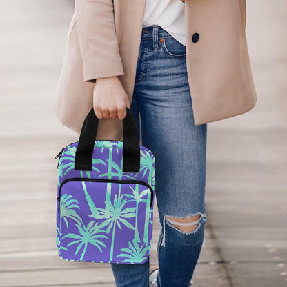 Teal Palm Tree Pattern Print Bible Tote Bag