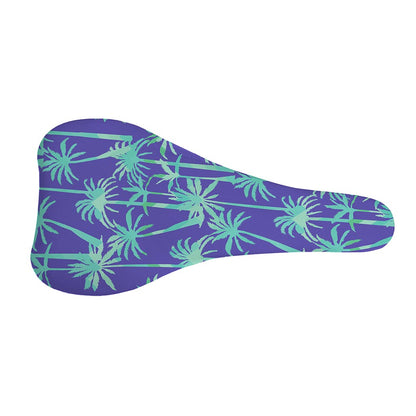 Teal Palm Tree Pattern Print Bicycle Seat Cover