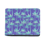 Teal Palm Tree Pattern Print Bifold Wallet