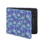 Teal Palm Tree Pattern Print Bifold Wallet
